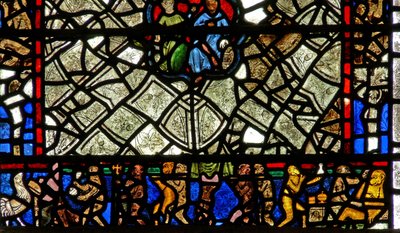 Finestra w40 raffigurante un pannello di confine con il funerale della scimmia da English School